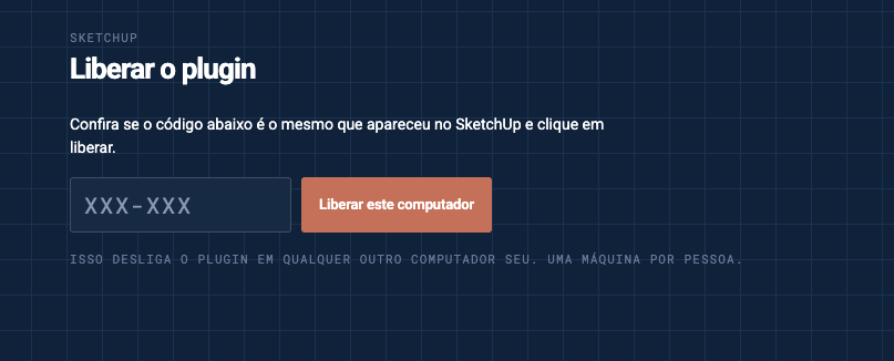 Tela Liberar o plugin, no painel