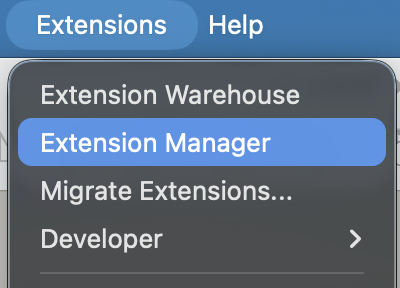 Menu Extensions > Extension Manager